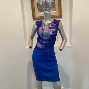 Rue Du Mail Textured Mesh Dress Electric Blue T34